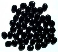 50 8x6mm Black Flat Oval Glass Beads